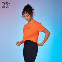 JIEJIN Nouveaux vêtements de yoga à manches courtes T-shirts d'entraînement en plein air à haute élasticité Sports d'entraînement de yoga
