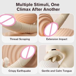 BANSEY Vibrateur chauffant télescopique 2 en 1 avec fonction de léchage oral et de succion du clitoris, étanche, jouets sexuels pour adultes - Product Image 5