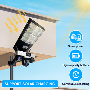 Caméra solaire Wifi ShooCam 12MP, projecteur solaire LED extérieur, lampe de rue solaire avec caméra de sécurité solaire CCTV 4G extérieure à <span class=keywords><strong>360</strong></span> degrés - Product Image 4