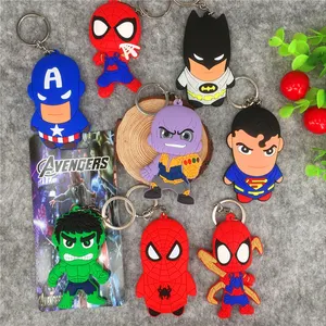 Meilleure vente cadeau dessin animé Spider Man Super héros avion deux côtés porte-clés avec crochet porte-clés sac à dos pendentif accessoire en gros