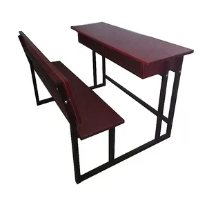 Muebles de doble asiento para escuela secundaria, escritorio para estudiantes, mesa doble, mesas y sillas fijas de madera