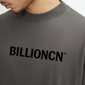 T-shirt décontracté uni en coton 100% tricoté épais, coupe classique, 220 GSM, col rond, manches courtes, anti-plis, pour homme - Product Image 3