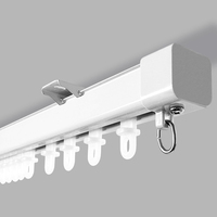 Rail de rideau simple réglable en alliage d'aluminium blanc, fixation manuelle au plafond pour bureau ou salon, en métal