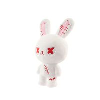 Peluche de lapin blanc gothique mignon et effrayant, avec points de couture, cicatrice rouge et oreilles intérieures roses, cadeau d'Halloween et de Pâques, en gros