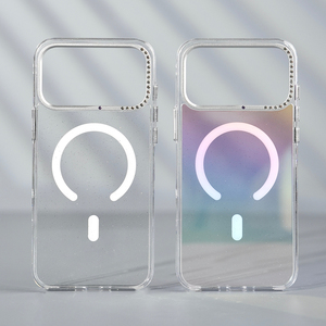 Coque de téléphone magnétique antidéflagrante pour <span class=keywords><strong>iPhone</strong></span> 17 Series Transparent Glitter Protective Back Covers - Product Image 1