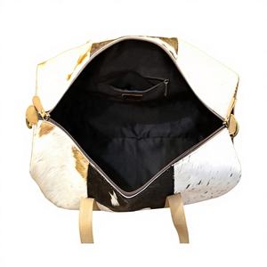 Sac de voyage fourre-tout en cuir véritable avec poils, grande capacité, fermeture éclair, vente en gros, LHODB-0026 - Product Image 1