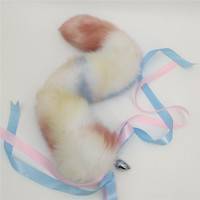 70cm coloré chat bête oreille queue ensemble coloré bonbons renard queue Anus Plug détachable SM femelle accessoire flirtant