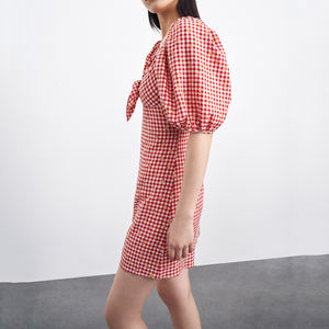 Produttori di <span class=keywords><strong>vestiti</strong></span> di moda all'ingrosso personalizzato manica corta Plaid <span class=keywords><strong>cotone</strong></span> giovane <span class=keywords><strong>donna</strong></span> <span class=keywords><strong>vestiti</strong></span> Casual vestito estivo - Product Image 4