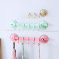 Porte-manteau mural multifonctionnel créatif à 6 crochets réglables, sans trace, pour cuisine et salle de bain