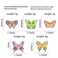 Broche papillon colorée en émail pour dames, broche en métal insecte, petits accessoires, insigne, broche de mariage en acier inoxydable pour hommes, vente en gros