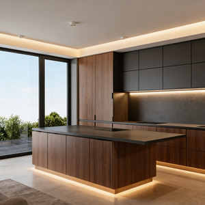 Mueble <span class=keywords><strong>de</strong></span> Cocina <span class=keywords><strong>de</strong></span> Dos Tonos Personalizado con Isla <span class=keywords><strong>de</strong></span> Cocina, Panel Mate, Almacenamiento Integrado, Ecológico, Listo para Armar - Product Image 3