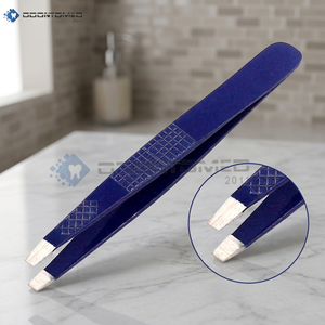 Pince à épiler inclinée en acier inoxydable, de couleur bleue, offre spéciale - Product Image 2