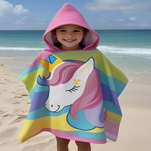 Custom Design Kids Hooded Poncho Towels Soft Absorbent Microfiber Bath Beach Pool <b>Swim</b> Wrap <b>Robe</b> Towels for Boys Girls Toddler - Product Image 2