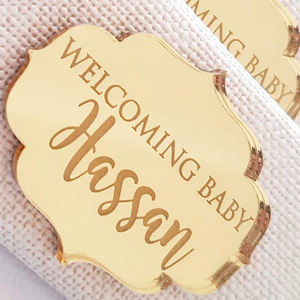 Personalizzabile in acrilico dorato targa nome del bambino personalizzato festa di nozze e Baby Shower <span class=keywords><strong>torta</strong></span> decorazione fornitura - Product Image 6