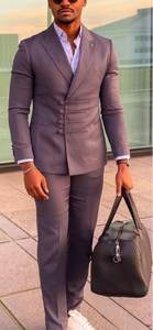 Мужские костюмы с отложным воротником и специальными пуговицами, костюм для мужчин, свадебные смокинги, 2 шт., мужской блейзер для вечеринки, жениха, выпускного вечера - Product Image 2