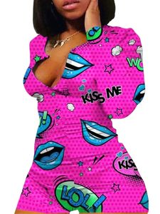 Sıcak satış seksi streç Romper gecelikler V boyun Bodysuit pijama kız ev pijama Nightclothes Shorts şort ve uzun kollu - Product Image 2