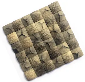 Building Coconut Chip Square Mosaic Back splash Kitchen Mosaic Tiles Brown Coconut Mosaic