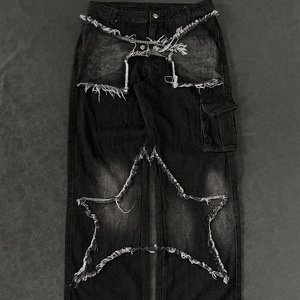 Jeans de Mezclilla Holgados de Moda para Hombre, Casuales para Diario, Cintura Media, Estilo Hip Hop, 100% Algodón, Desgastados, Estilo Urbano - Product Image 1