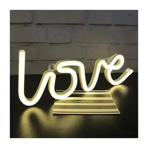 Branco amor mini bateria sem fio externo neon palavras led personalizado