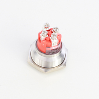 Interruptor de Botón Metálico Corto YUDA, 2NO 1NO1NC, 16/19/22mm, IP65 Impermeable, Anillo Iluminado/Símbolo de Encendido, 15-20A, 24V/110V-amy