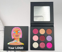 9 Farben Lidschatten-Palette, Individuelles Make-up, Private Label Großhandel, Matte und Schimmernde Vegane Lidschatten-Palette