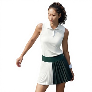 Completo sportivo estivo da <span class=keywords><strong>donna</strong></span> anti-esposizione con gonna a pieghe per <span class=keywords><strong>fitness</strong></span>, golf, yoga, tennis, inclusa <span class=keywords><strong>maglia</strong></span> da tennis con logo personalizzato - Product Image 1