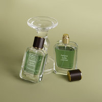 Flacone di Profumo in Vetro Rettangolare Trasparente con Tappo Cilindrico Marrone e Spruzzatore a Nebulizzazione Fine Dorato, Flacone Vuoto Ricaricabile