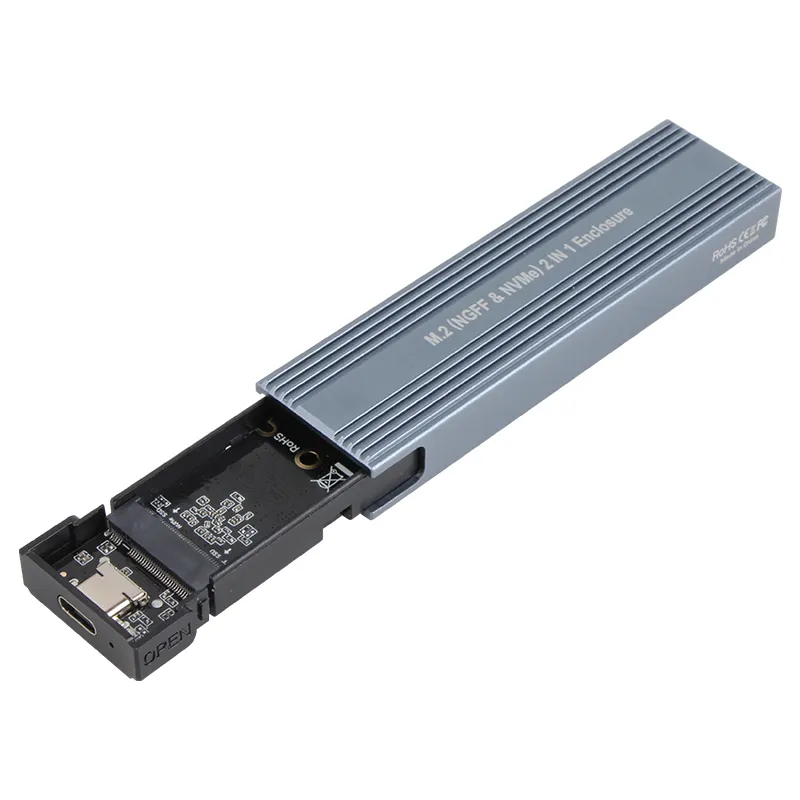 VCOM ในสต็อก USB 3.1 Gen 2 ฮาร์ดไดรฟ์ภายนอกตู้โปรโตคอลคู่ SATA SSD M.2 NVMe SSD ฮาร์ดไดรฟ์ดิสก์กรณี