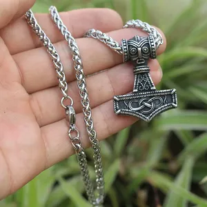 Pendentif en acier inoxydable pour homme, dieu de la foudre Perun, <span class=keywords><strong>mythologie</strong></span> slavie, pagane orientale, collier marteau de guerrier <span class=keywords><strong>viking</strong></span> - Product Image 3