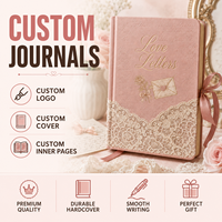 Ensemble de carnets LABON personnalisés avec lettres d'amour, dentelle florale, couverture en cuir PU avec feuille d'or, ruban et breloque cœur, dans un coffret cadeau