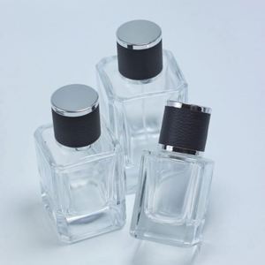 <b>Empty</b> 30ml 50ml 100ml Flat Square <b>Glass</b> Perfume <b>Bottle</b> with Pump Sprayer Screen Printed Custom Logo Black Cylinder Round Cap - Product Image 3