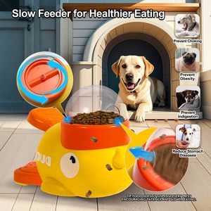 Nuevo <span class=keywords><strong>pato</strong></span> <span class=keywords><strong>amarillo</strong></span> en forma de 2 en 1 perro alimentador lento rompecabezas juguete gato perro interactivo tratar dispensador juguete alimentador lento juguete - Product Image 5