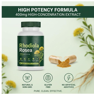 Capsules de Rhodiola Rosea 400 mg par dose, anti-stress, favorise le sommeil, la clarté mentale, la concentration, renforce le système immunitaire, complément alimentaire à base de plantes - Product Image 2