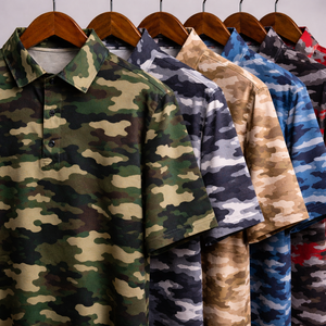 Chemises polo de golf tactiques camouflage de haute qualité, anti-rides, multicolores, imprimées camouflage, personnalisées avec logo brodé - Product Image 2