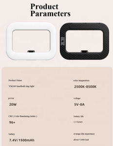 Anillo de Luz LED RGB YM200 Mejorado de 20W, Portátil, Recargable, Ajustable, para Transmisión en Vivo - Product Image 2