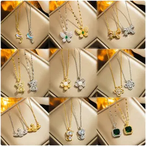 Оптовая продажа Роскошная титановая сталь 18k золото и серебро бесцветная Мода кулон ожерелье для женщин