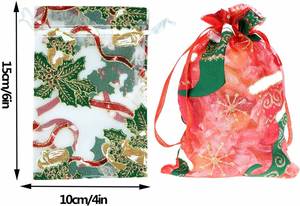 Bolsas de Organza Navideñas para Regalos, Joyas, Dulces, para Bodas, Fiestas, Navidad - Product Image 2
