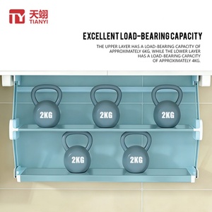 Folding Aluminum Alloy Modern <b>Kitchen</b> Rack Under Cabinet Pull Down 2-Tier Hidden <b>Shelf</b> Organizer - Product Image 5