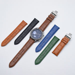 Correa de reloj de piel de vaca Croco, accesorio de grano de bambú importado, núcleo Dermal suave para relojes inteligentes Samsung <span class=keywords><strong>Huawei</strong></span> 18 19 20 21 22 23 24mm - Product Image 2