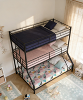 Lit mezzanine en métal robuste noir pour chambre à coucher, adapté aux adultes
