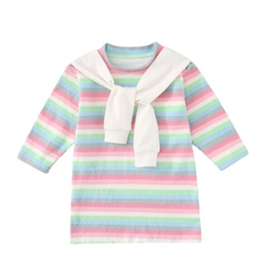 Ropa Infantil Barata al por Mayor, Sudaderas con Capucha Extra Grandes de Algodón Grueso para Bebés, con Diseño de Arcoíris Liso - Product Image 1