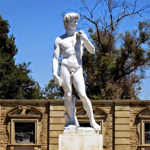 Statue de <span class=keywords><strong>David</strong></span> de Michelangelo en <span class=keywords><strong>marbre</strong></span>, sculpture de taille réelle de style Art déco classique européen pour l'extérieur - Product Image 1