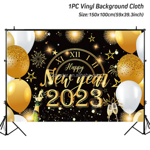Fond noir doré joyeux année <span class=keywords><strong>2023</strong></span>, paillettes, feux d'artifice, décor de fête, arrière-plan, accessoire de photographie pour le nouvel an <span class=keywords><strong>2023</strong></span> - Product Image 1