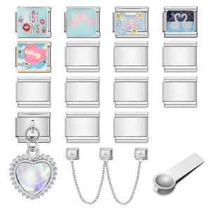 Kit de bracelet DIY à double brin en acier inoxydable avec maillons en forme de cœur, bijoux modulaires multifonctionnels élégants faits à la main - Product Image 1
