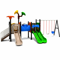 Ensemble de jeu pour enfants avec toboggan, tunnel, balançoire, siège pour tout-petit, toit fleuri et dôme d'observation pour jardin, cour arrière et parc