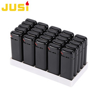Briquet jet à flamme coupe-vent en métal noir uni JUSI, durable et épaissi, fabricant de briquets jetables