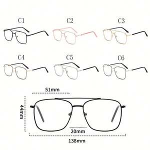 Lunettes d'ordinateur anti-lumière bleue en métal à verres photochromiques, monture carrée pilote, effet vintage 2025 - Product Image 6