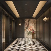 Revêtement de sol et panneau mural en marbre liquide époxy personnalisé, design moderne pour hôtel de luxe, carreaux de marbre rose quatre saisons