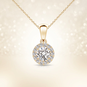 Pendentif halo rond en diamant cultivé en laboratoire certifié IGI pour femmes, or 10K 14K 18K, argent 925 935, bijoux fins - Product Image 1