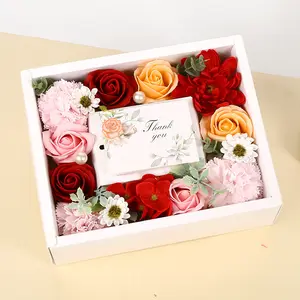 Q150 Atacado Presente De Casamento Set Real Natural Preservado Flores Diy Rose Sabão Flor Dia Dos Namorados Presente